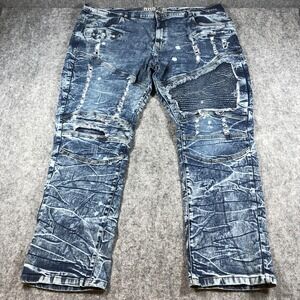 AHP Another Hype Piece Jeans Mens 50x33 Distressed Moto Biker Stretch hip hop